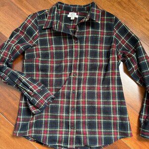 LL Bean Slightly Fitted Womens Plaid Button Down Long Sleeve Sz M Fall Flannel
